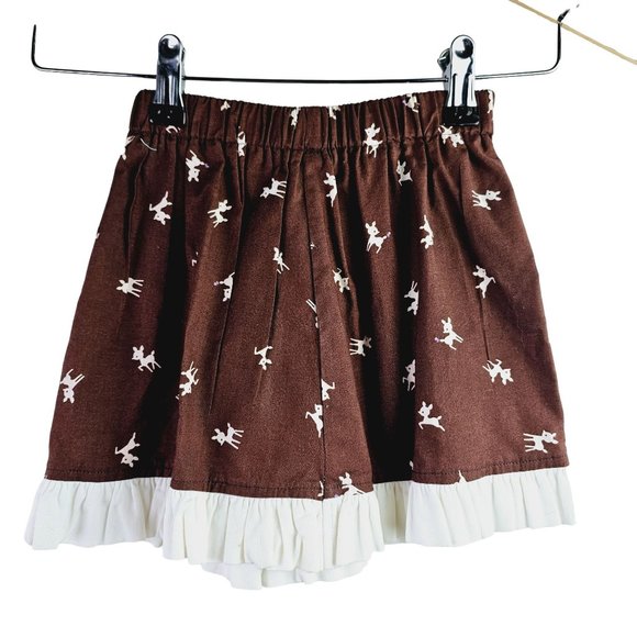 Hannah Kate RARE Little Girls Printed Reindeer Deer Skirt with Trim, Sz 4 - Picture 1 of 6